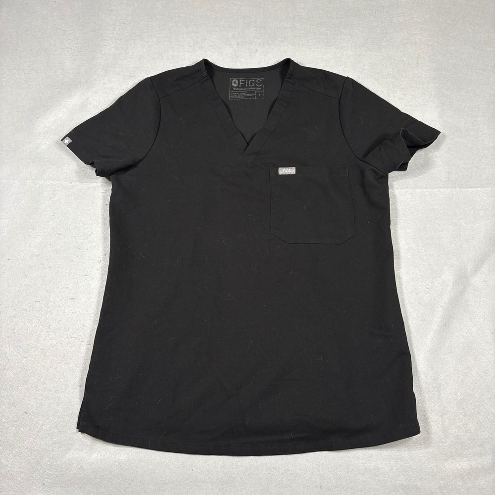 FIGS Technical Collection Black V-Neck Scrub Top FW1000 Womens Small